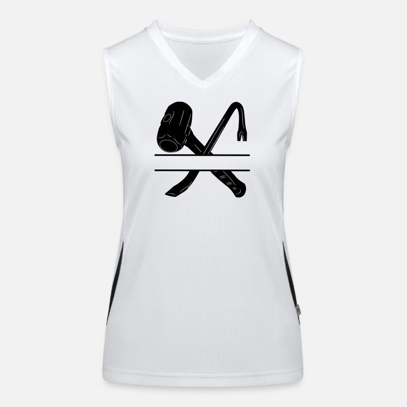 Hammer crowbar crossed and monogram Women's Functional Contrast Tank Top