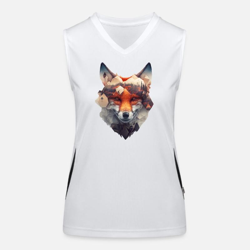 Beautiful and modern fox portrait with forest Women's Functional Contrast Tank Top