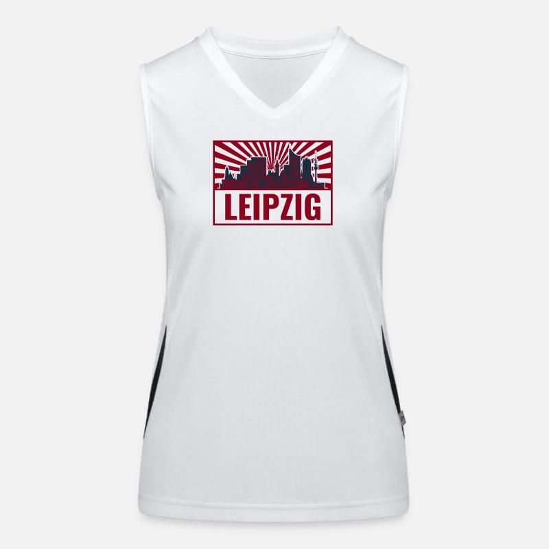 Leipzig Skyline Retro Rot Funktionelles Kontrast-Tank Top für Frauen
