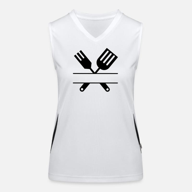 Grill-Emblem Besteck Monogramm Funktionelles Kontrast-Tank Top für Frauen