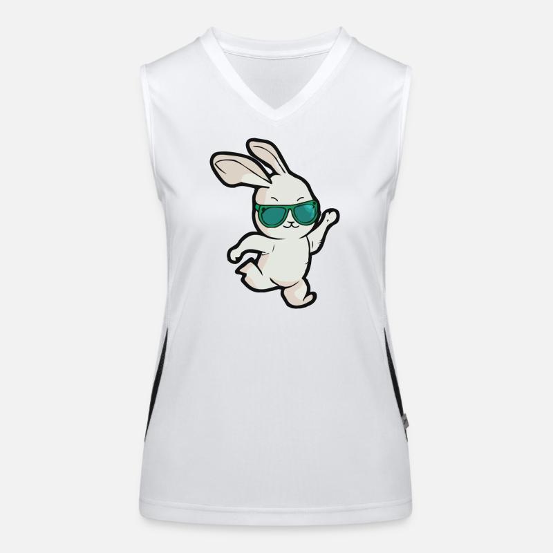 Sunglasses Easter Bunny Dances Women's Functional Contrast Tank Top