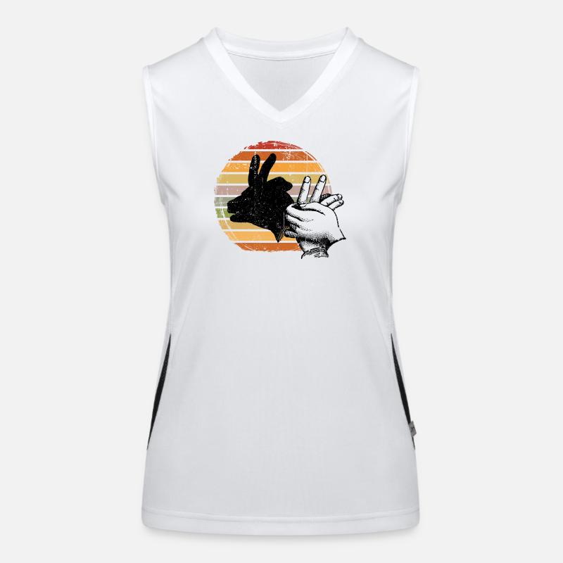 Retro Sunset Peace-Zeichen-Silhouette Funktionelles Kontrast-Tank Top für Frauen