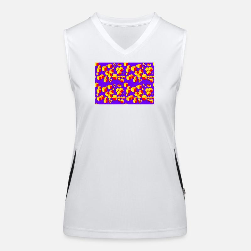 Deco pattern cube colored Women's Functional Contrast Tank Top