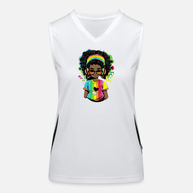 Pull reggae lumineux avec motif arc-en-ciel Débardeur respirant contrasté Femme