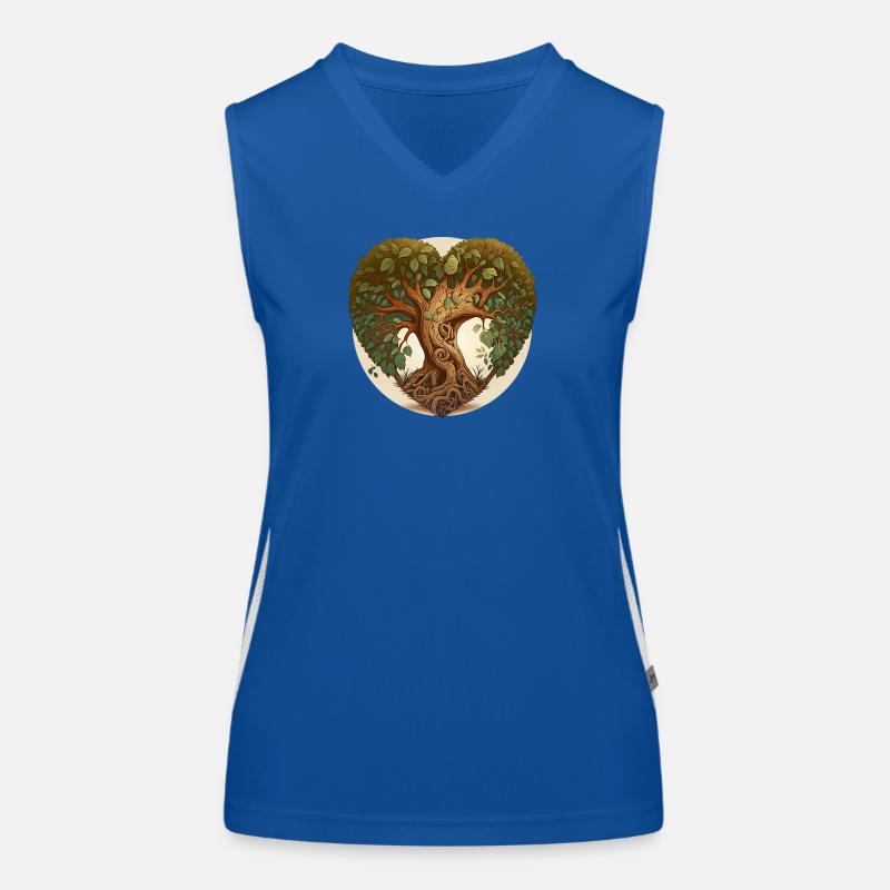 Tree in a heart shape, heart tree with background Women's Functional Contrast Tank Top