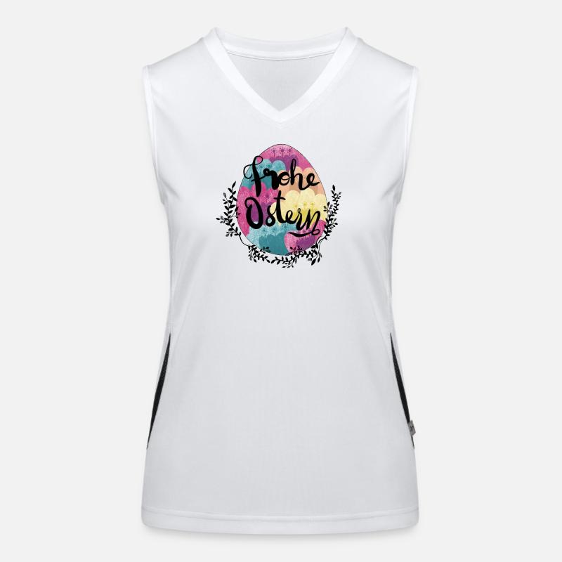 Easter Egg Flowers Happy Easter - Women's Functional Contrast Tank Top - white/black
