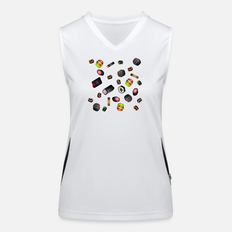 bunte Lakritz Süßigkeiten Potpourri Illustration Funktionelles Kontrast-Tank Top für Frauen