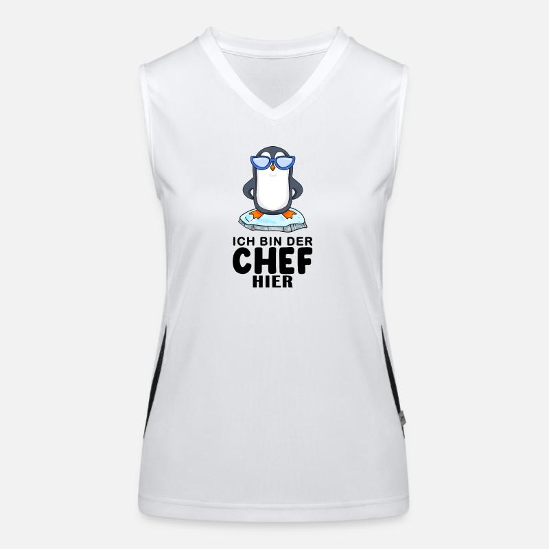 cooler Pinguin Chef Spruch Funktionelles Kontrast-Tank Top für Frauen
