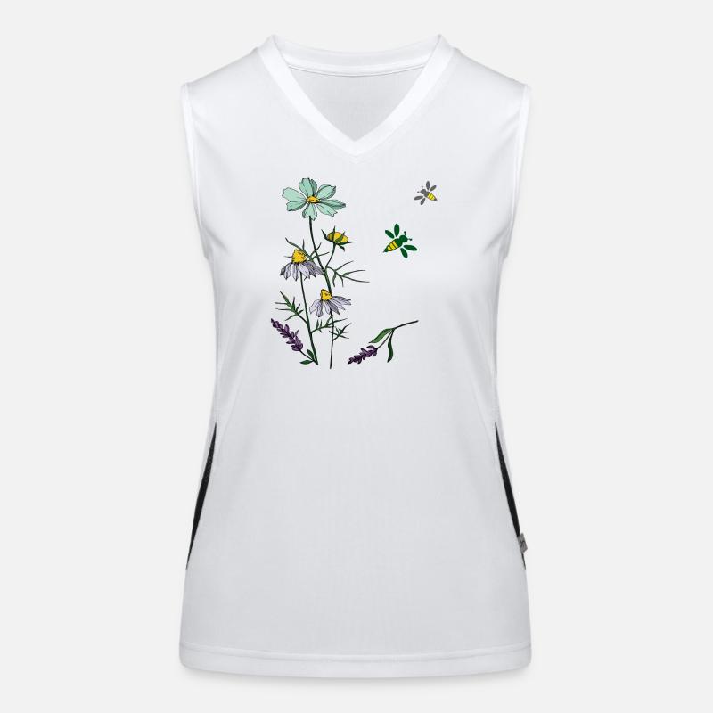 Herbs, chamomile, bees Women's Functional Contrast Tank Top