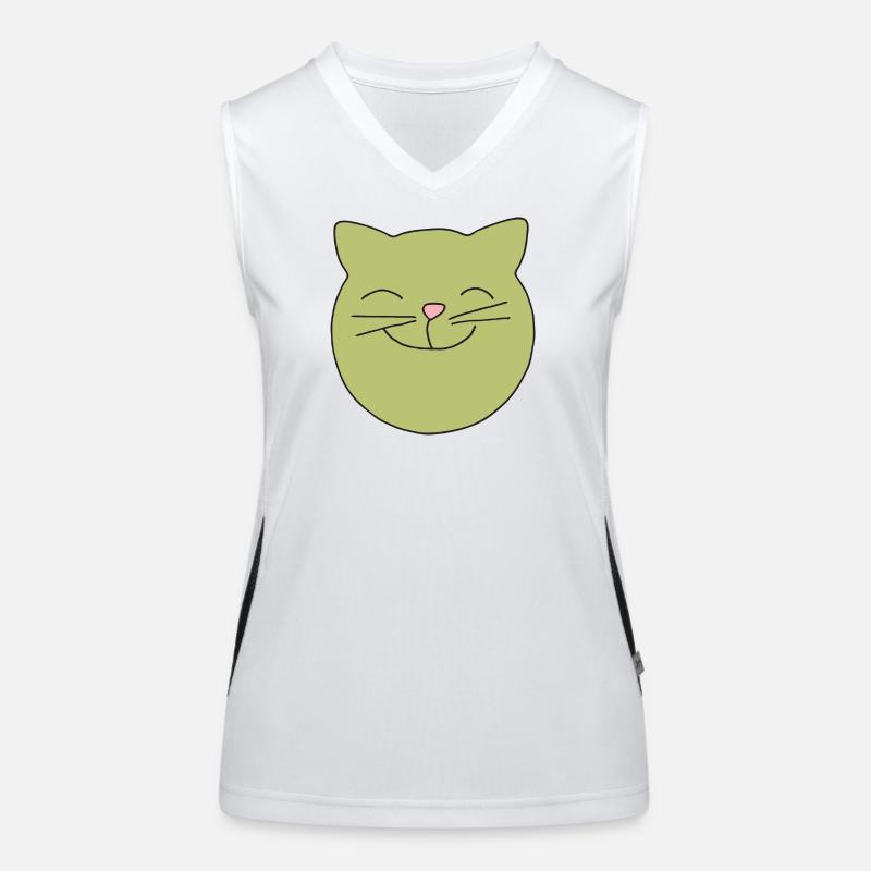 Tête de chat verte Débardeur respirant contrasté Femme