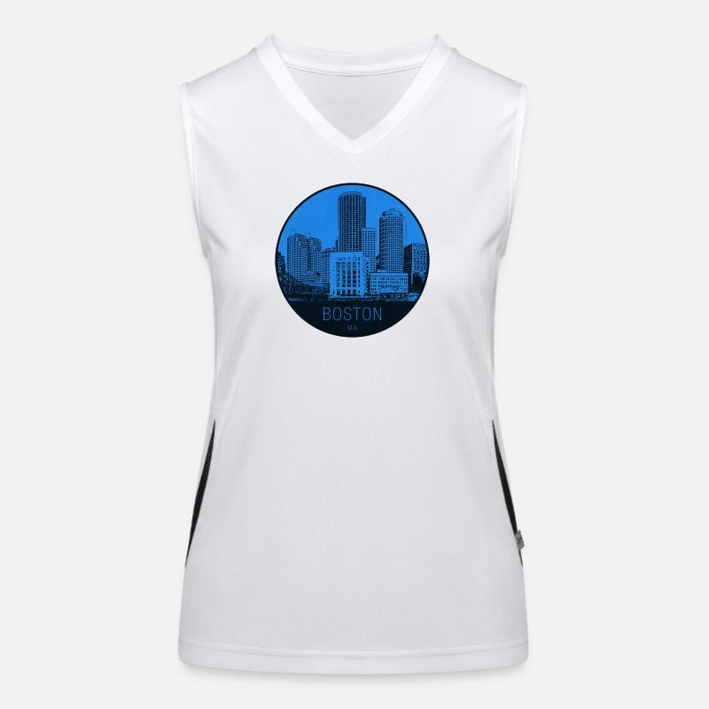 Boston Skyline Blue Circle Women's Functional Contrast Tank Top