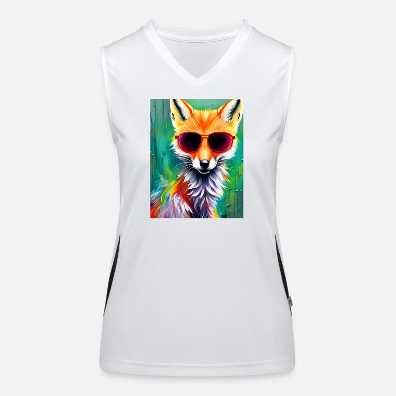 Neonfuchs mit roter Sonnenbrille Funktionelles Kontrast-Tank Top für Frauen