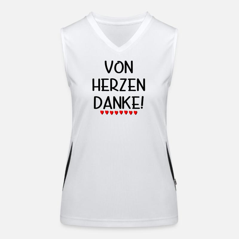 Von Herzen Danke - Dankeschön Geschenke SPRÜCHE Funktionelles Kontrast-Tank Top für Frauen