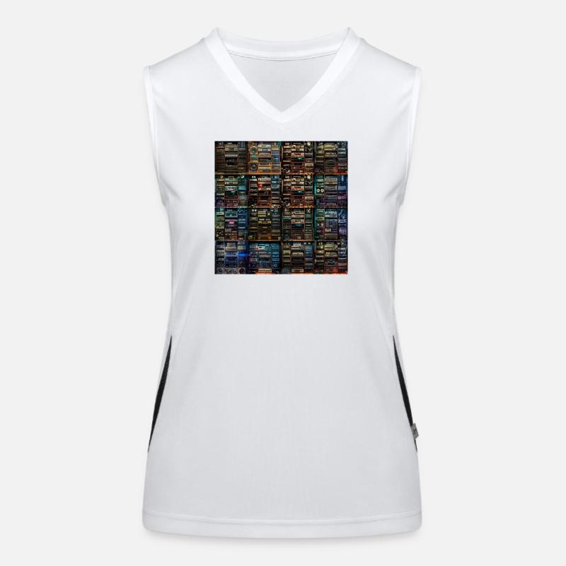 Vintage Audio Stack Collage Women's Functional Contrast Tank Top
