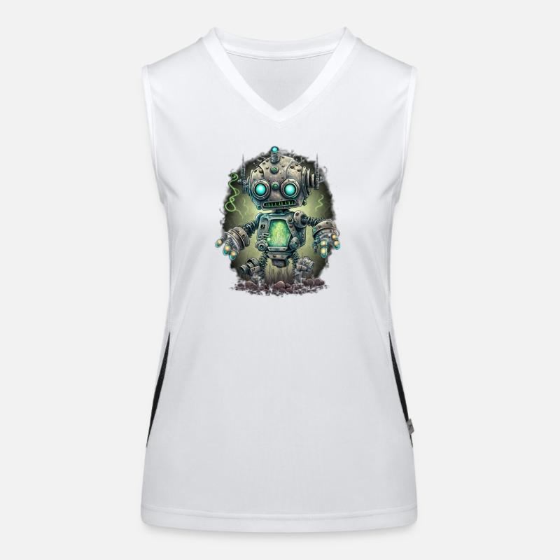 Neon Steampunk Roboter Funktionelles Kontrast-Tank Top für Frauen