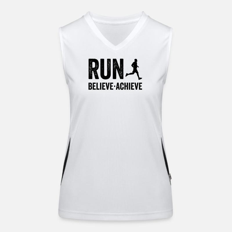 Marathon - Laufen. Glauben. Erreichen. Funktionelles Kontrast-Tank Top für Frauen