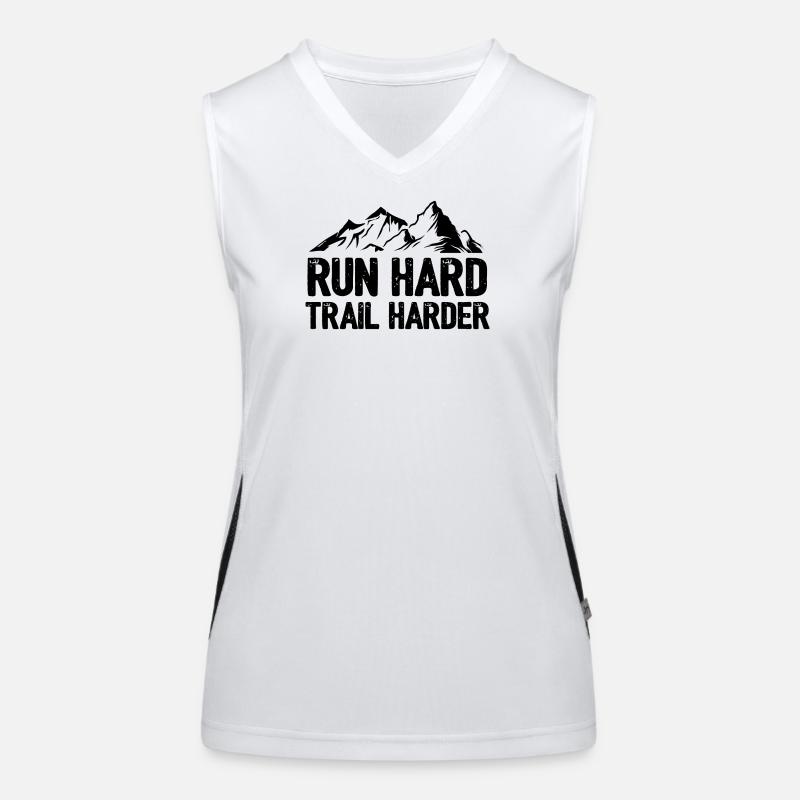 Courez fort. Trail plus difficile. Débardeur respirant contrasté Femme
