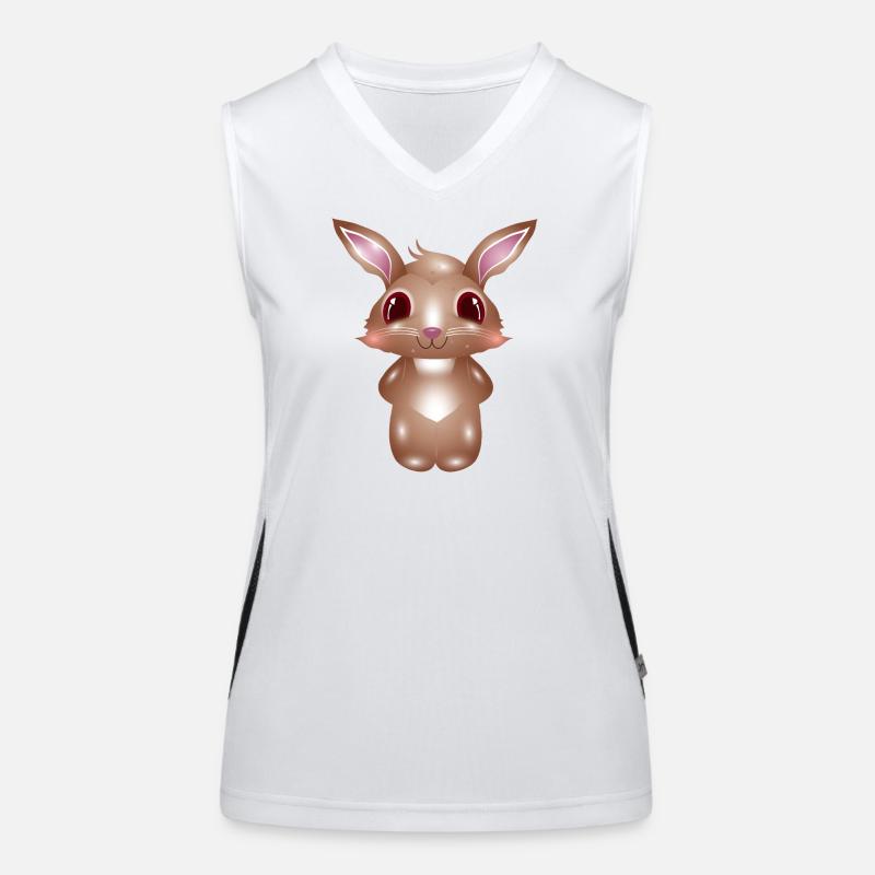 Lapin mignon avec des joues roses dans un style comique Débardeur respirant contrasté Femme
