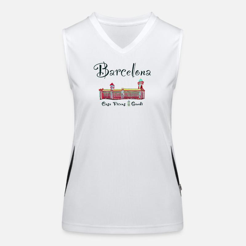 Barcelona, A. Gaudí, Casa Vicens, Spanien Funktionelles Kontrast-Tank Top für Frauen