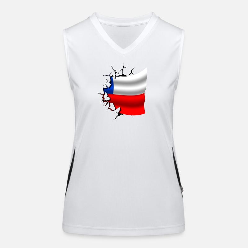 Drapeau du Chili - Chili - Drapeau Broken Design Débardeur respirant contrasté Femme