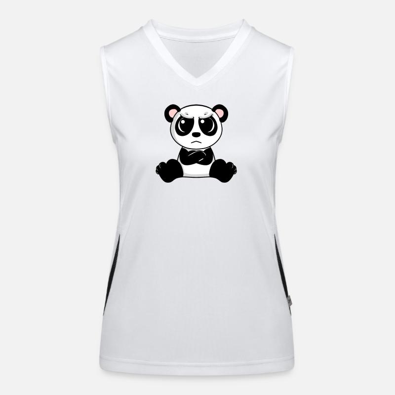 angry panda - Women's Functional Contrast Tank Top - white/black