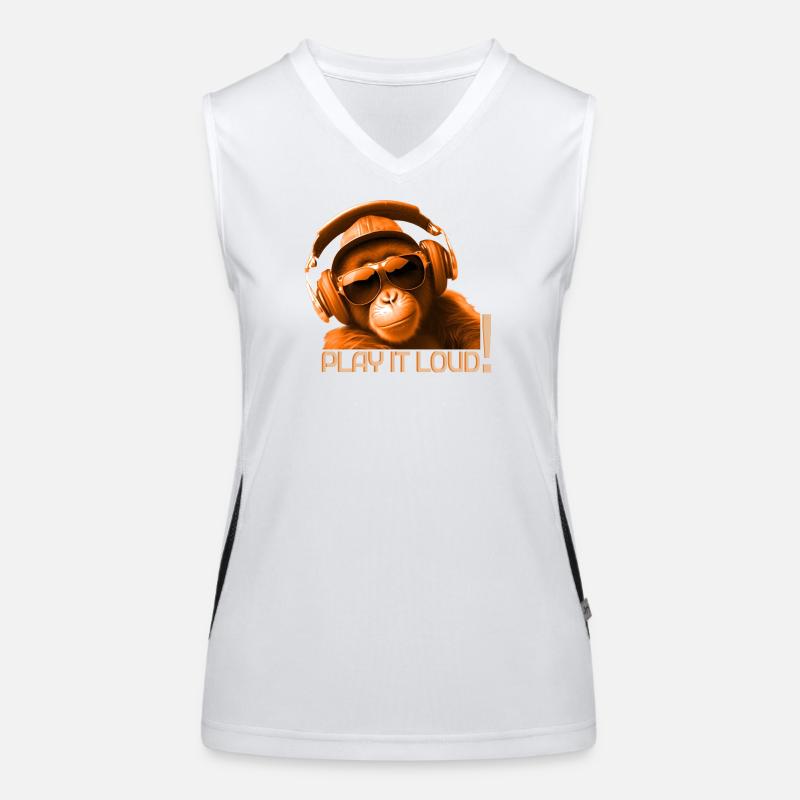 Play It Loud Monkey DJ Women's Functional Contrast Tank Top