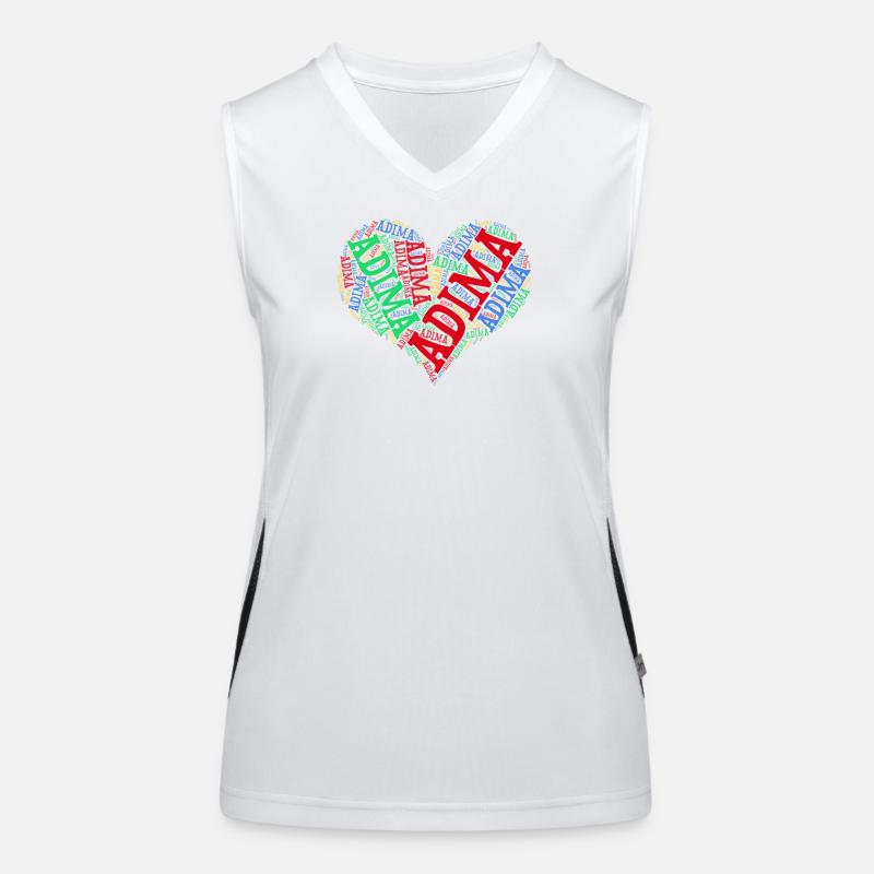 t-shirt Adima heart word cloud text art collage Women's Functional Contrast Tank Top