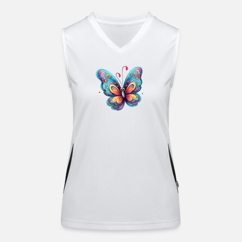 Colorful butterfly with gradient pattern Women's Functional Contrast Tank Top