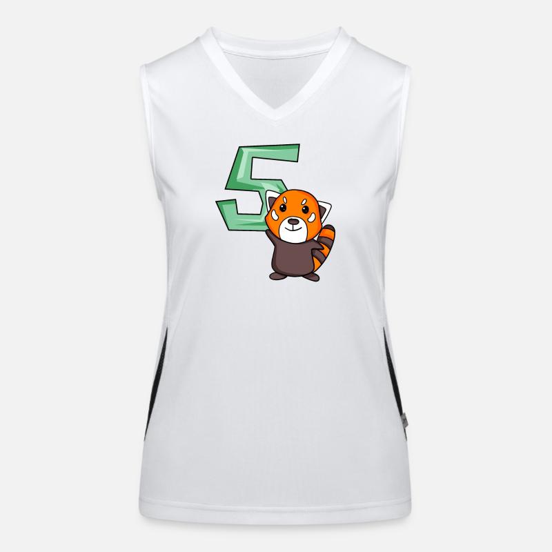 5th Birthday Motif Red Panda - five years old Women's Functional Contrast Tank Top