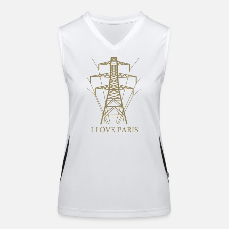 Ironisch Ich liebe Paris Eiffelturm als Strommast Funktionelles Kontrast-Tank Top für Frauen