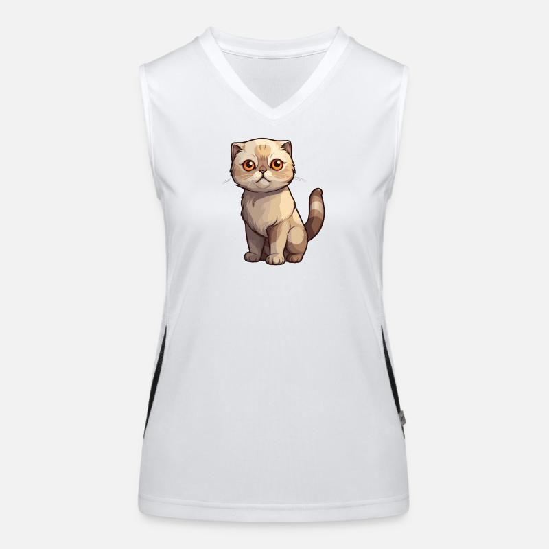 Bad-tempered Scottish Fold kitten Women's Functional Contrast Tank Top