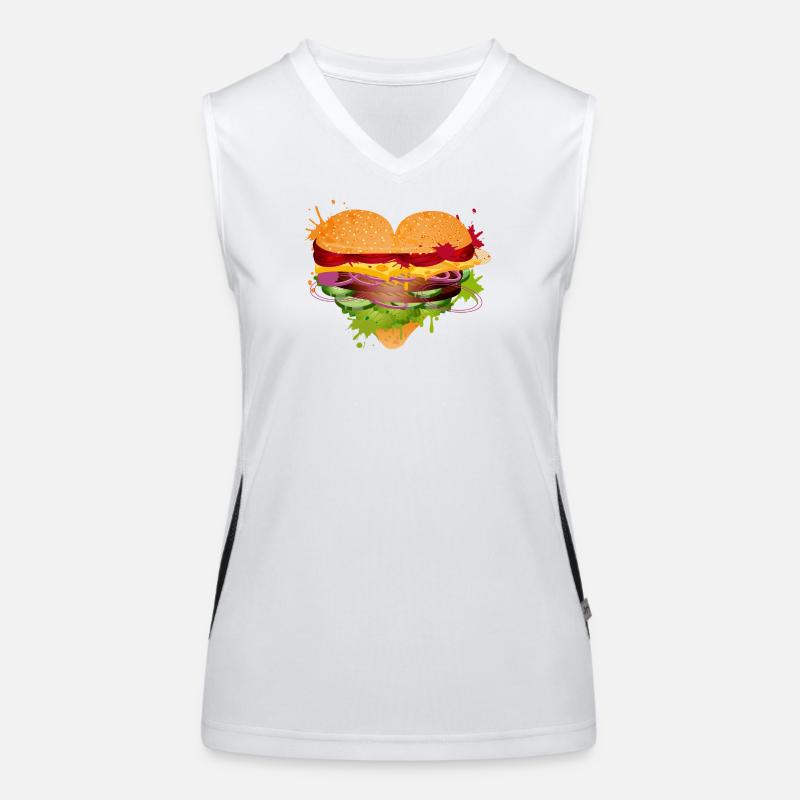 gefülltes Burger Brötchen in Herz Form Graffiti Funktionelles Kontrast-Tank Top für Frauen
