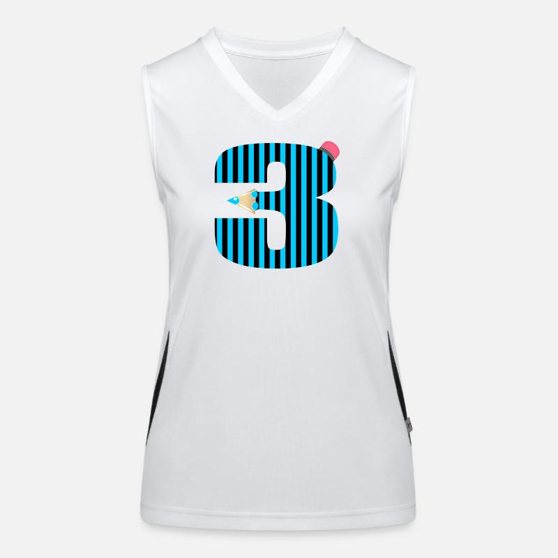 BLUE PEN THREE NUMBER 3 THIRD GRADERS Women's Functional Contrast Tank Top
