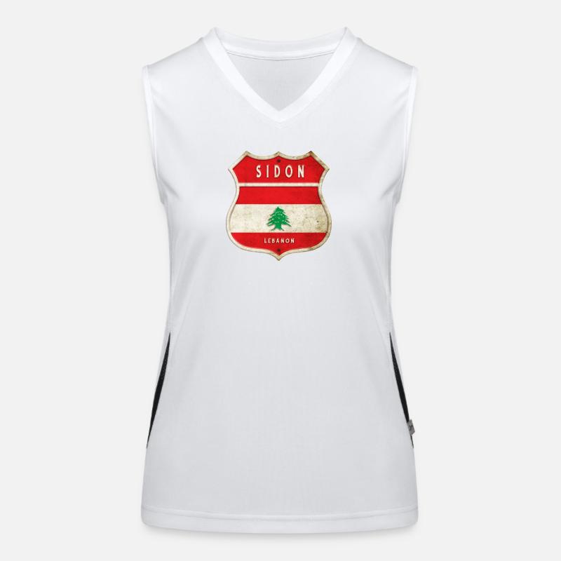 Sidon Liban Armoiries Drapeaux Design Débardeur respirant contrasté Femme