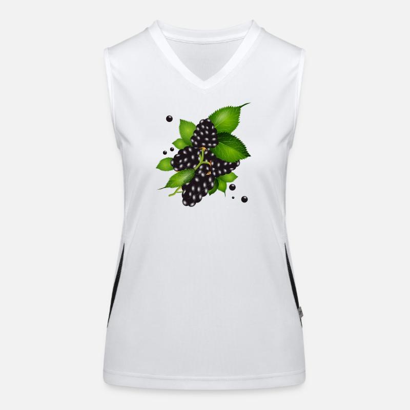 wunderschöne dunkelviolette Brombeeren mit Blätter Funktionelles Kontrast-Tank Top für Frauen
