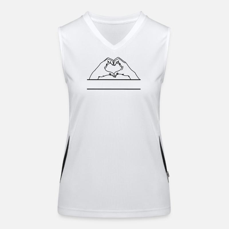 Geste de la main amour espace texte Débardeur respirant contrasté Femme