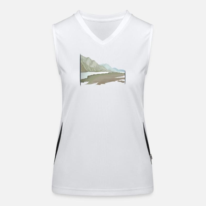 Flusslandschaft gemalt Pastell mit Pinselrahmen Funktionelles Kontrast-Tank Top für Frauen