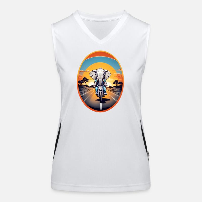 Elephant on motorcycle Women's Functional Contrast Tank Top