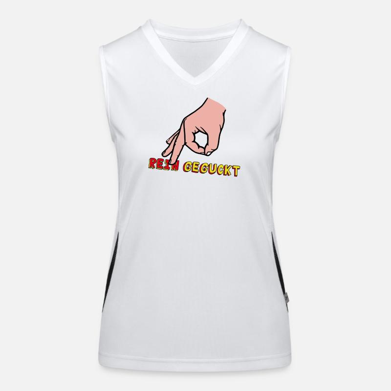 Comic-Hand Zeigefinger mit Retro Text Funktionelles Kontrast-Tank Top für Frauen