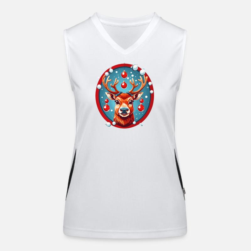 Rentier mit Weihnachtskugeln Funktionelles Kontrast-Tank Top für Frauen