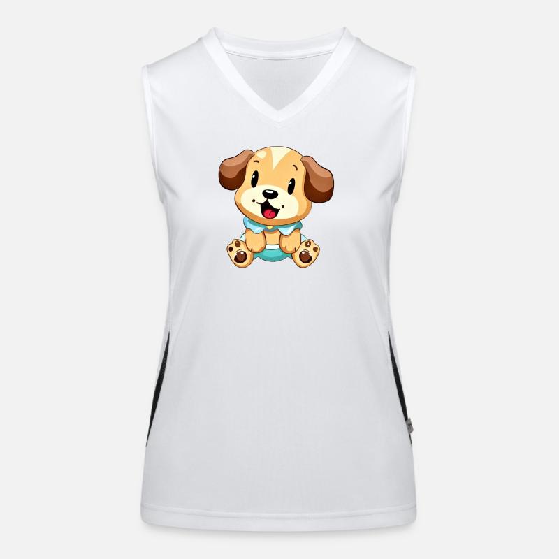 Conception de dessin animé adorable chiot Débardeur respirant contrasté Femme