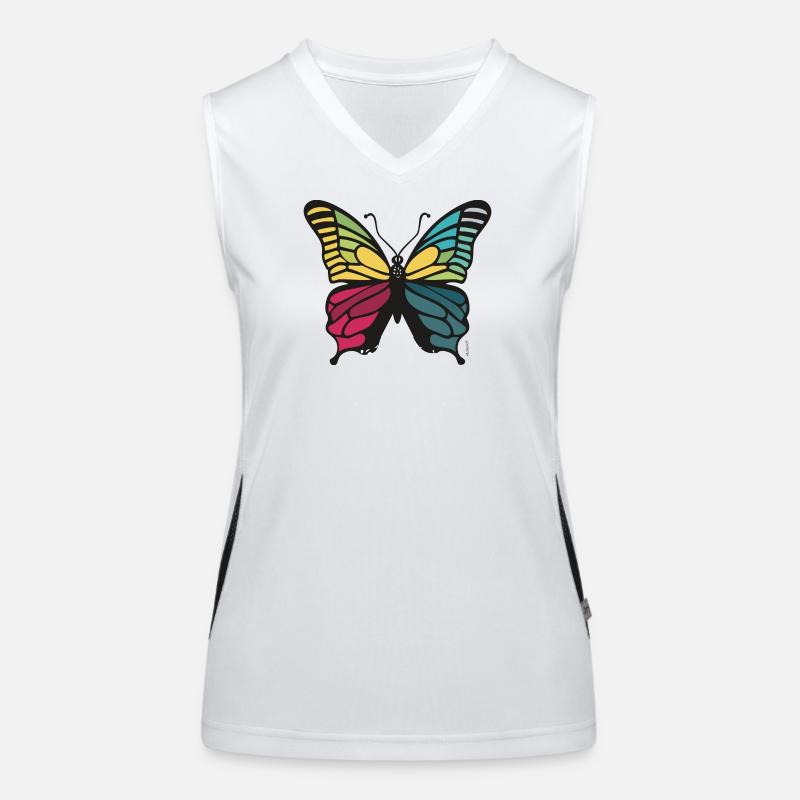 Vibrant rainbow butterfly Women's Functional Contrast Tank Top
