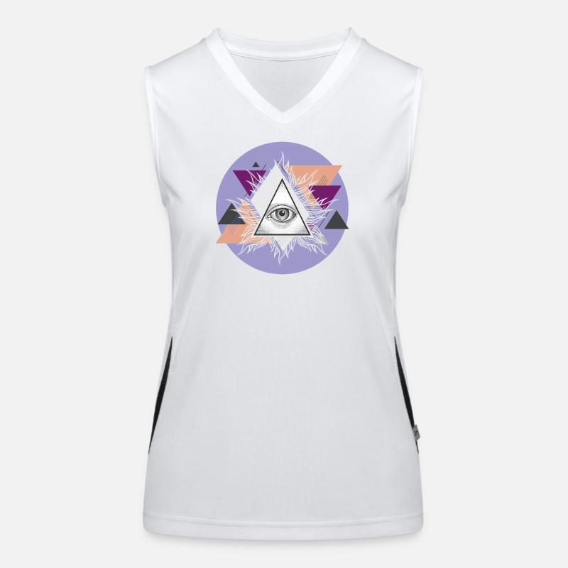 Geometric Triangular Eye with Auras Women's Functional Contrast Tank Top