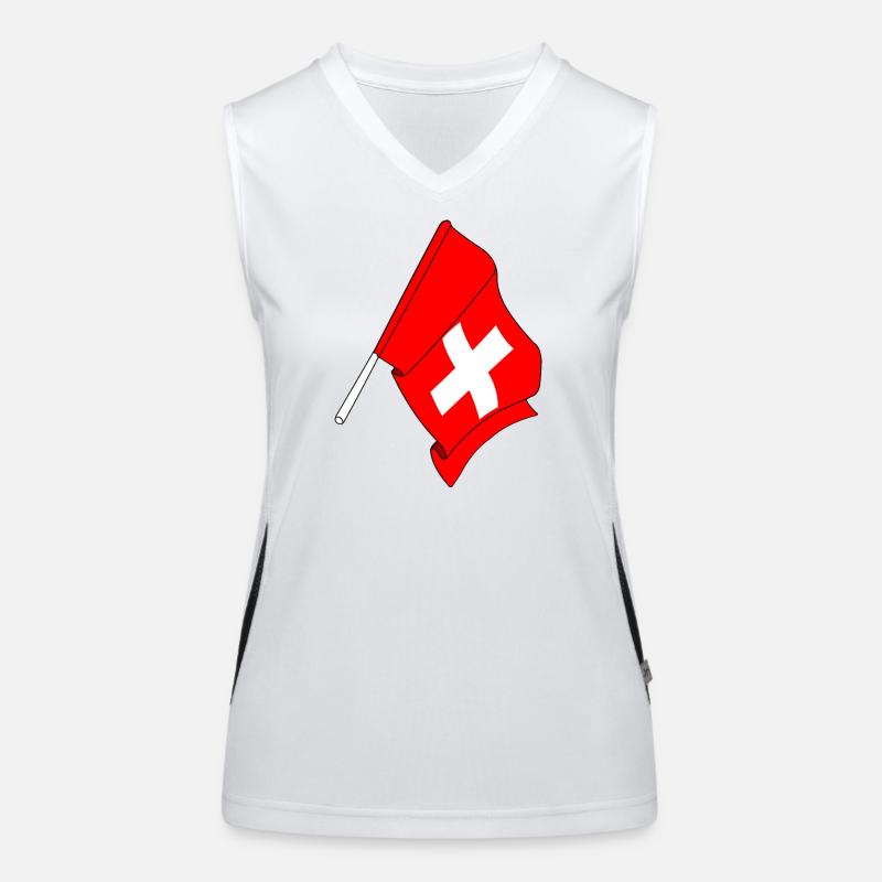 Drapeau Suisse Débardeur respirant contrasté Femme