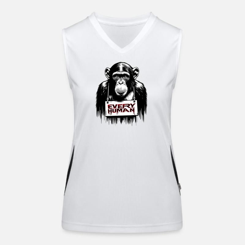 Every Human Monkey | Save Animals - Women's Functional Contrast Tank Top - white/black