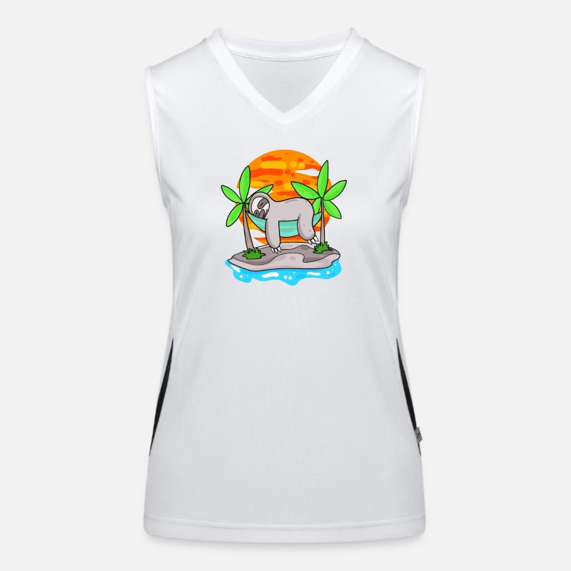 Faultier am Strand Funktionelles Kontrast-Tank Top für Frauen