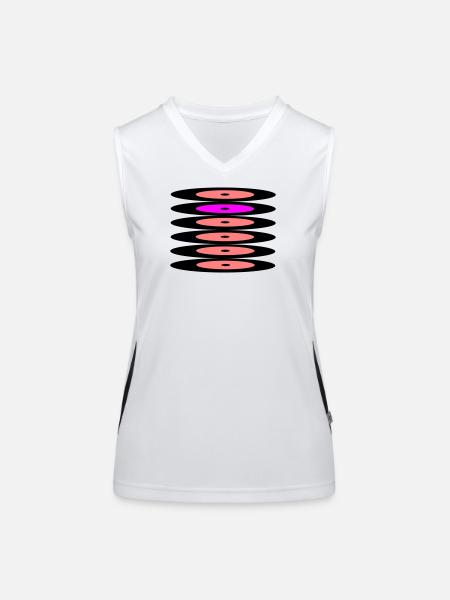 Records - Women's Functional Contrast Tank Top - white/black - Front