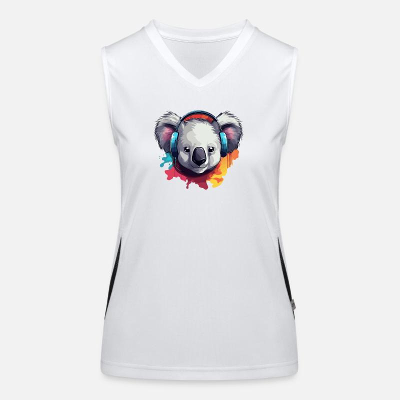 Koala mit Kopfhörer Koalabären Funktionelles Kontrast-Tank Top für Frauen