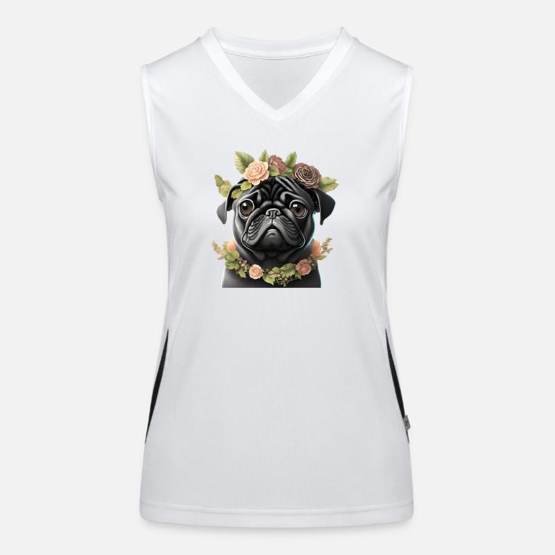 Mops mit Kranz Funktionelles Kontrast-Tank Top für Frauen