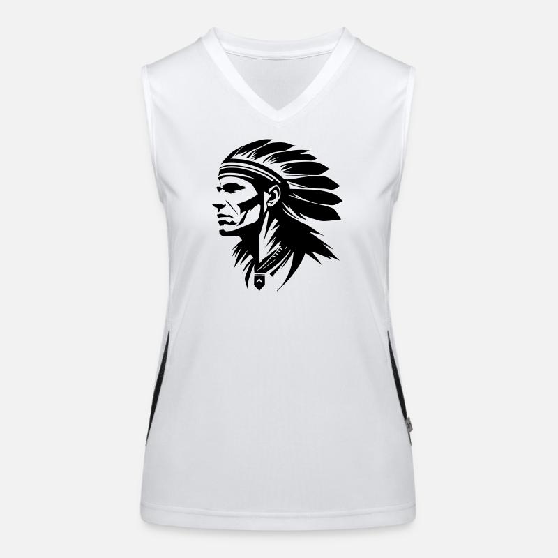 Indianer Häuptling mit Federn Funktionelles Kontrast-Tank Top für Frauen